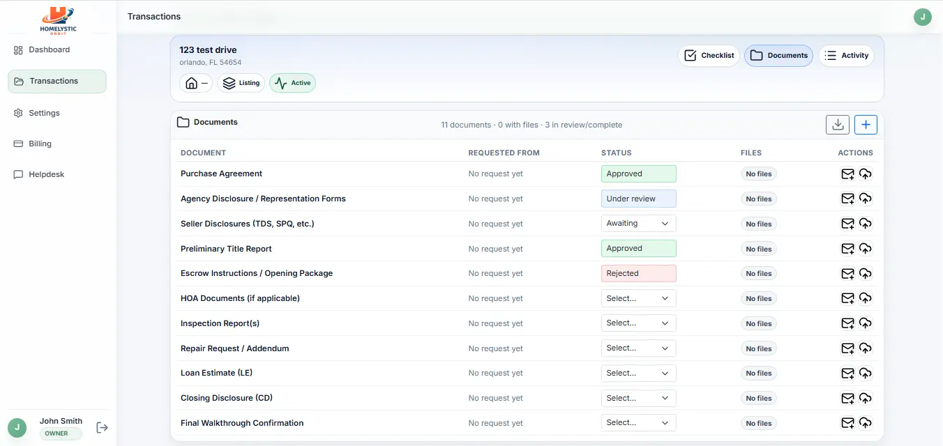 Document management for real estate transactions